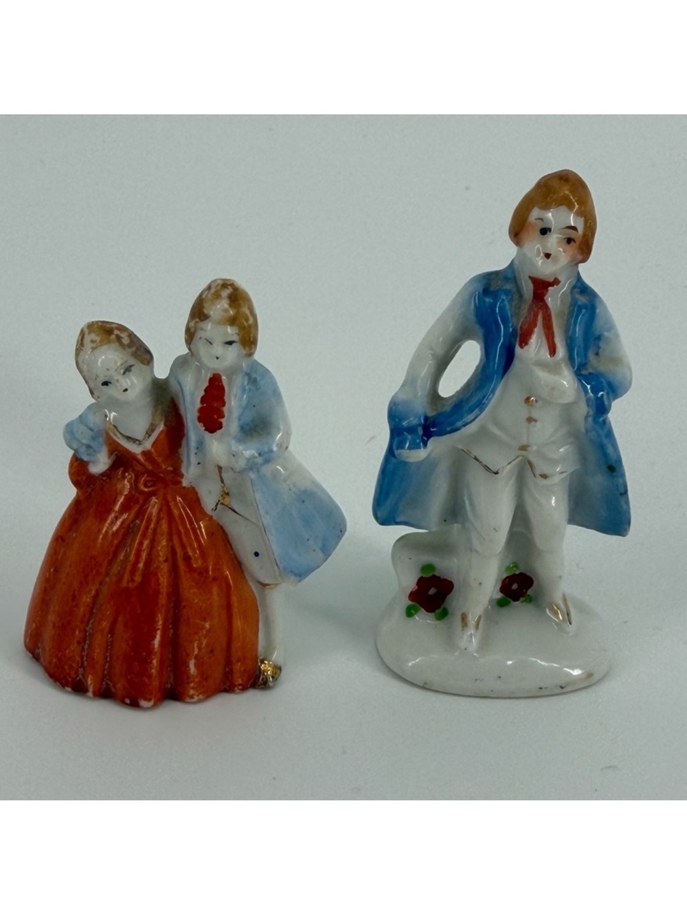 Vintage Mid-Century Porcelain Colonial Figurines, Made in Occupied Japan